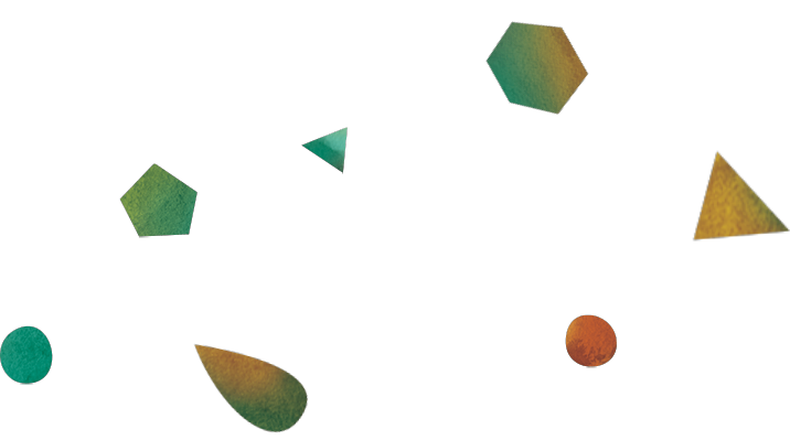 Several geometric, colorful shapes