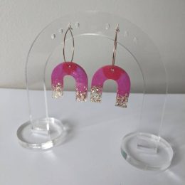 Sunrise U Gold Glitter Resin Earrings