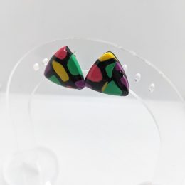 Colour Pop Polymer Clay and Resin Triangle Stud Earrings