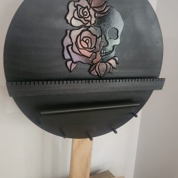 Skull & Roses Jewellery Art Display Holder Wood