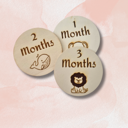 Wooden Animal Milestone Disc Cards