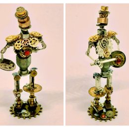 Miniature steampunk robot warriors